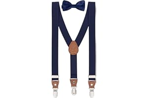 BomGuard Bretelle bambini ragazzo bimbo + papillon set, altezza 85 cm - 135 cm