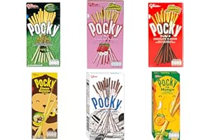 GUGUBU Pocky HAPPY PACK (6 Packungen) - Schokolade, Kekse & Sahne, Erdbeere, Mango, Banane, Matcha Grüntee