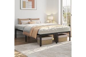 Yaheetech 41cm King Bed Frame Metal Solid 5ft Kingle Platform Bed with Heavy Duty Stetress Foundation/No Box Spring Needed/Under-bed Storage Space Assemblyel Slat Support/Non-slip Mat