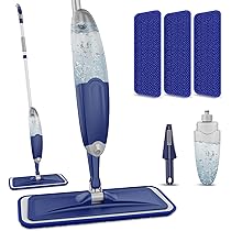 Spray Mop For Hardwood Floors - 360° Swivel Head With Washable Microfiber Pads | 435ML Tank | Includes Scraper