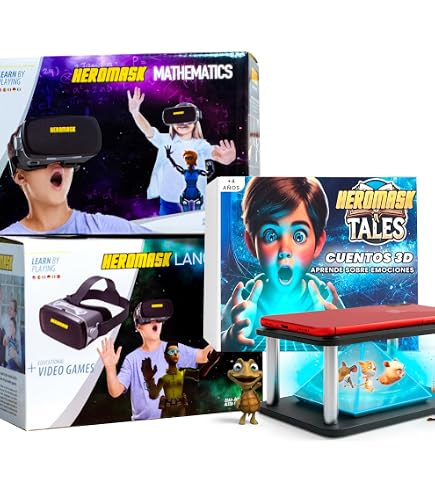 Heromask Casque VR Enfant 5-12 Ans · Jeux de Langues Réalité Virtuelle | Anglais, espagnol et allemand en jouant en VR. iPhone/Android. Cadeau original éducatif pour enfant