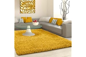 VICEROY BEDDING SHAGGY Rug Rugs Living Room Large Soft Touch 5cm Thick Pile Modern Bedroom Living Room Area Rugs Non Shed (Ochre Mustard Yellow, 160cm x 230cm (5.5ft x 7.5ft))