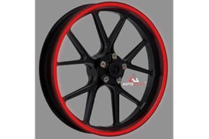 Autodomy Pegatinas Llantas Moto Reflectante Sport | Juego Completo para 2 Llantas de 15" a 19" Pulgadas | Vinilo Llanta Moto (Rojo Reflectante, Ancho 10 mm)