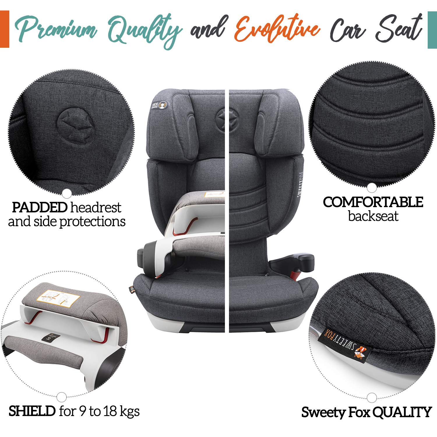 Group 1/2/3 Baby Car Seat, Isofix, with Impact Shield and ECE R44/04