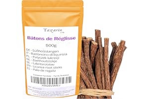 TAZARIN LTD 500g Bâton de réglisse - Glycyrrhiza glabra - Reglisse Baton | bâton de reglisse bois à macher - Arôme & Goût Intense - 100% Naturel, Pur et Sans Additifs - TazarinLtd