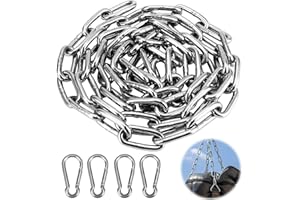 ROSYLEVE Catena in acciaio inox, 3 mm, 2 m, catena in acciaio inox con moschettone, catena di prolunga, catena in acciaio rotondo, al metro, per catene di cani, altalene, catene a ancora, poltrona