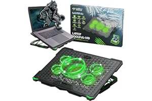 MIRU Base di Raffreddamento PC Portatile, 5 Ventilatori 2400 RPM + 1200 RPM, Supporto PC Portatile Con Ventole, 5 Altezze Regolabili, Per Laptop 12-17.3 Pollici, 2 porte USB. Laptop Cooler.