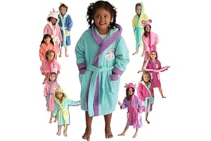 LEBENGOOD - Albornoz Niñas Algodón: Niña, Infantil - 100% Algodón OEKO-TEX® - 2 Bolsillos, Cinturón, Capucha, Albornoces Felpa muy suave con bordados para niñas