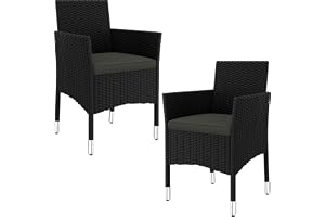 Yaheetech Set med 2 trädgårdsstolar av polyrotting, trädgårdsmöbler i set med 2 fåtöljer, trädgårdsmöbler för balkong, trädgård, lounge, vattenavvisande och tvättbara överdrag, inkl. sitt- och