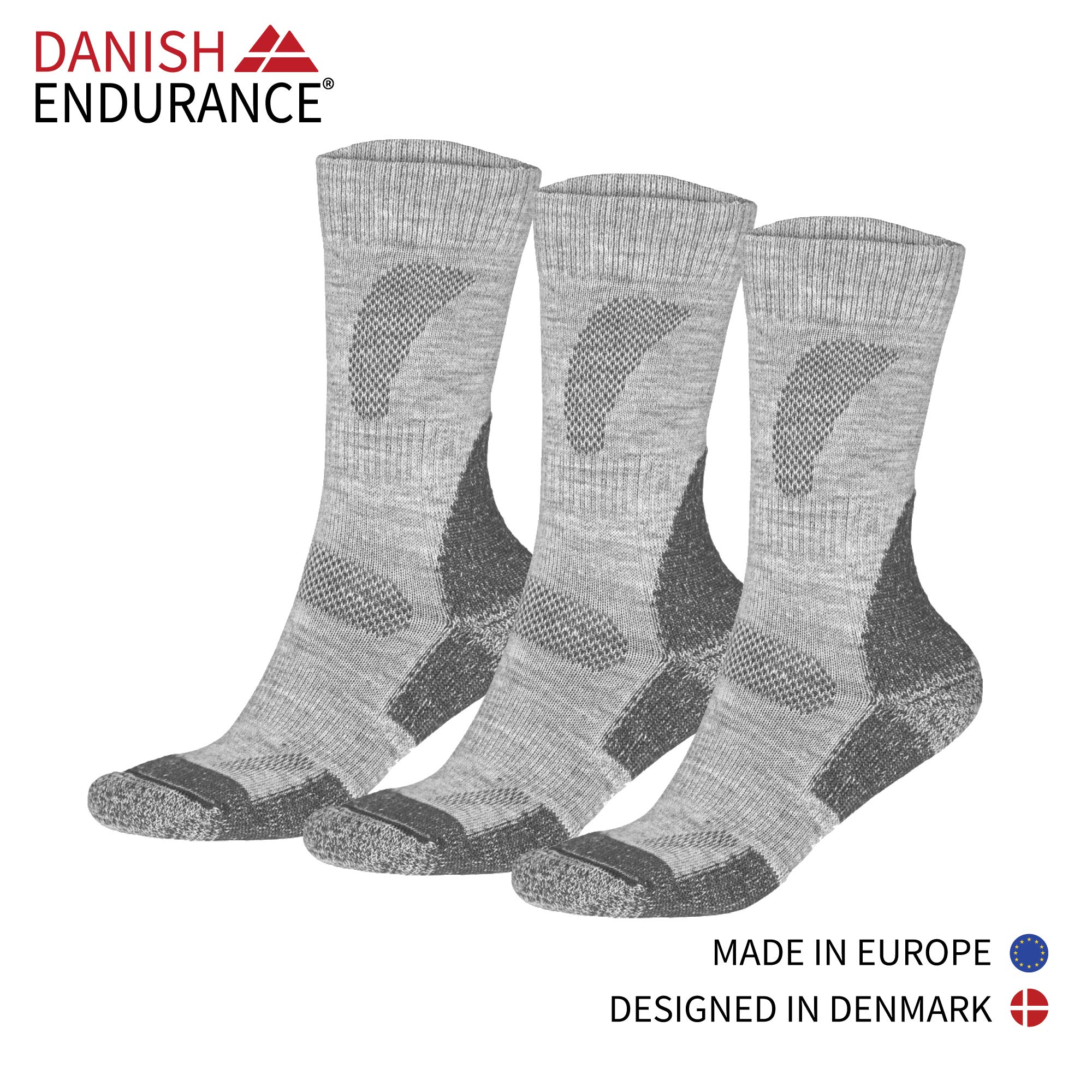 DANISH ENDURANCE Merinowolle Wandersocken für Herren, Damen & Kinder, 3 Paare, Trekkingsocken, Atmungsaktiv, Gepolstert, Antiblasen Polsterung, Merino Funktionssocken – Bild 4