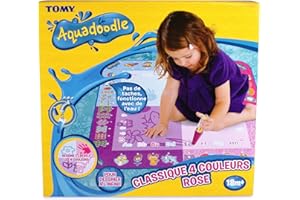 TOMY - Tapis Aquadoodle Classique 4 Couleurs Rose T72371, Tapis de Dessin à Eau, Coloriage Géant, Tapis d'Éveil Adapté aux Enfants dès 18 mois