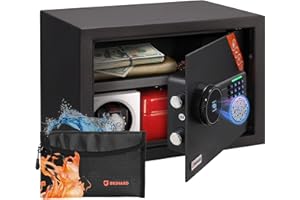 Brihard Biometrischer Safe E14602B – 2-in-1 Digitale Tastatur und Fingerabdruck – Home Tresor 25 cm x 35 cm x 25 cm (H x B x T) – Anti-Bump Lock elektronische Sicherheitsbox – LED-Anzeigen –