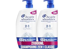 Head & Shoulders Classic 2 en 1 Shampoing Antipelliculaire, Tous Types de Cheveux, Pompe 2x800ml. Jusqu'à 100% des Pellicules Éliminées, Cliniquement Prouvé. Usage Quotidien. Rafraîchissant