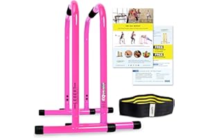 Lebert Fitness Dip Bar Stand - Original Equalizer Total Body Strengthener Pull Up Bar Home Gym Exercise Equipment Dipping Station - Hip Resistance Band, Workout Guide and Online Group