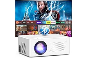 Puxinat Beamer, Mini Beamer Bluetooth5.2 Full HD 1080P Tragbarer Outdoor/Heimkino Projektor, 50% Zoom 200-Zoll-Display, Kompatibel mit TV Stick/HDMI/Smartphone/Spielkonsole/USB [Inkl. Fernbedienung]