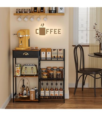 Estacion De Cafe X-cosrack Tier Coffee Bar Table With Storage