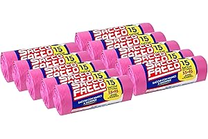 EFFENNE GROUP 150 Sacchi Spazzatura Rosa, Sacchetti Plastica con Manici a Shopper, 55x65cm, Sacchetti Trasparenti Super Resistenti, Sacchetti Spazzatura, Raccolta Differenziata, Raccolta Differenziata Esterno