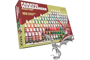 The Army Painter, Warpaints Fanatic Wargamers Paint Set, 102 x 18 ml Peintures Acryliques incl. Métalliques, Lavis, Effets, 1 Pinceau & 1 Figurine - Peinture pour D&D & Warhammer.
