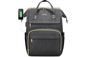LOVEVOOK Laptop Bags for Women 15.6 Inch Rucksack Womens Waterproof School Backpack Fashion with USB Charging Port for Work College, Dark Gray