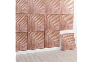 IGTOPS Lot de 10 Panneaux Muraux 3D, Autocollants, Aspect Bois, pour Décoration Murale Intérieure, Panneaux Acoustiques 3D, 30 x 30 cm (Marron)