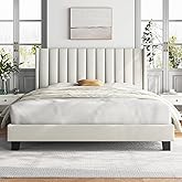 Yaheetech Upholstered Double Bed with Headboard with Wings 16 x 200 cm | Double Bed with Padded Headboard Wood and Metal Fram