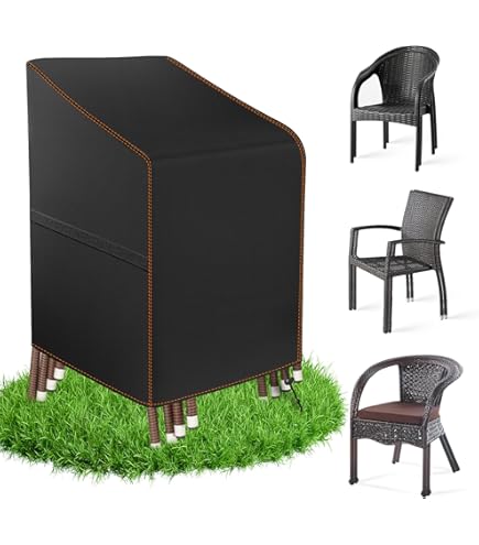 OUTTDID Gartenstuhl-Abdeckung Wasserdicht - 600D Oxford Schutzhülle Für Stapelstühle 71x91x80/120cm