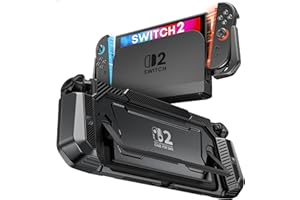 Dockbare Hülle für Nintendo Switch 2, Abnehmbarer Joy-Con-Controller-Schutz, griffige Schutzhülle mit 4 Daumenstick-Kappen, Ladefreundliche Hülle für die Switch 2