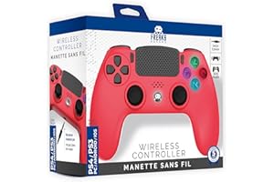 Freaks and Geeks - Manette Sans Fil Rouge pour PS4 Avec Prise Jack rouge