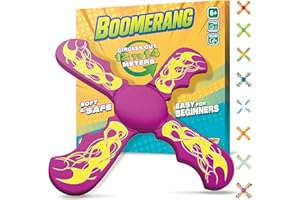 ANCORY Boomerang for Kids, 12m Range - Flying Boomerang Toy - Water Floating Easy-to-Throw Outdoor Toys, Purple