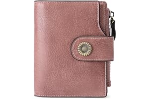 SENDEFN Bifold Compact portfel damski z prawdziwej skóry, z blokadą RFID, portfel damski z 16 przegródkami na karty i 1 kieszenią na zamek błyskawiczny