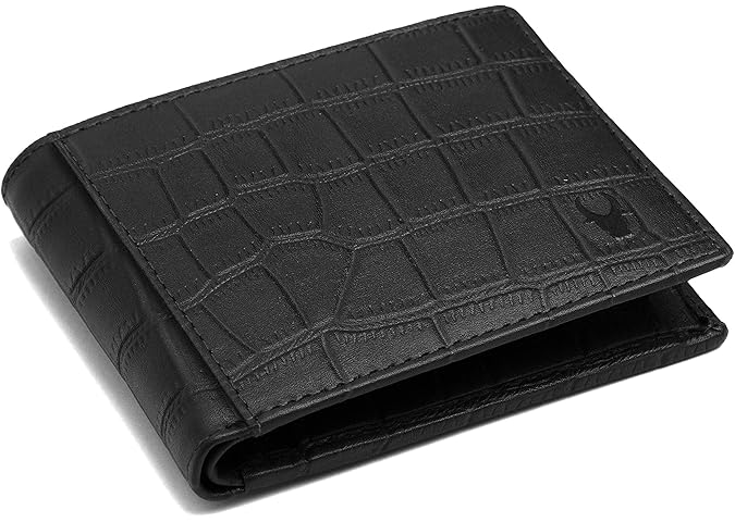 WILDHORN® Carter Leather Wallet for Men (Black Croco)