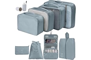 Joyoldelf Koffer Organizer Set, Packing Cubes für Kleidung, Kleidertaschen für Koffer, 9-teilige Wasserfester Packwürfel Kofferorganizer Packtaschen Set mit Kosmetiktasche, Schuhbeutel