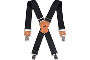 WELKINLAND 20Inch Suspenders for men heavy duty, Men's suspenders, Big Black suspenders, Suspenders for men, Black suspenders men for jeans, Heavy Duty suspenders for men, Work suspenders for men,