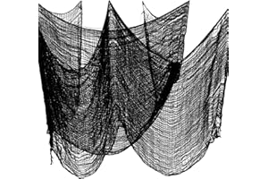 Zueyen 3 Pack Halloween Creepy Cloth Halloween Door Decorations, Spooky Cotton Gauze for Halloween Party House, Table, Window Decor, Tablecloths, 78.7 x 29.9 Inch (Black)