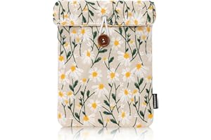 Dadanism 6-7 Pollici Custodia Protettiva Imbottita a Borsa Ricamata Floreale a Margherita per Nuovo 7" Kindle Paperwhite/Colorsoft Signature Edition, 6,8" Kindle Paperwhite, 6" Kindle E-Reader, Beige