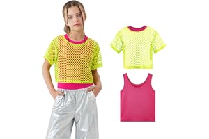 LOLANTA 2 Stycken Toppar Neon Flickor Corce Y2k Dans T-shirt Dans Modern Jazz Hip-Hop Streetwear Dans Toppar Väst