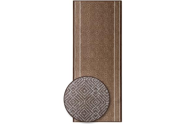 Floordirekt Gångmatta, 80 x 450 cm, Olymp brun | Måttanpassad fin slinga matta, löpare för kök, hall och vardagsrum