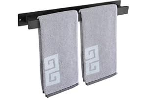MARKCCO Barre Porte-Serviettes de Salle de Bain, Auto-adhésive ou à vis, Fixation Murale en Acier Inoxydable, Imperméable et antirouille, Convient pour Salle de Bain, Camping-Car, Cuisine (40 cm, Black)