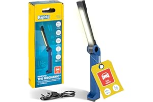 Rapid The Mechanic Luce da Lavoro LED da 500 Lumen con Braccio Pieghevole, Supporto Magnetico, Batteria Ricaricabile Micro-USB, Ideale per Riparazioni di Veicoli e per Illuminare Spazi Ristretti