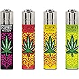 4 x Clipper Lighters - BEER GREEN LEAVES - TOP SILVER FANCY Gas Lighter Refillable You get all 4 NEW (BEER GREEN LEAVES) CASE POUCH