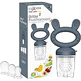 Luxior ciuccio per frutta neonati set night| 1 ciuccio per frutta per bebè + 3 accessori| ciuccio da riempire con frutta e ve
