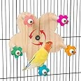 Excefore Wooden Parrots Ferris Wheel Toy, Bird Toy Rotating Perch Toy with Perches, Hanging Bird Stand Cage Accessories for Parakeet Parrot, Cockatiel, Budgerigar, Conure, Lovebirds