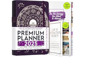 FREEDOM MASTERY Law of Attraction Planer 2025 – Deluxe-Wochenplaner, Monatsplaner, eine 12-monatige Reise zur Steigerung der Produktivität und des Glücks – Lebens-Organizer, Dankbarkeits-Tagebuch und Aufkleber