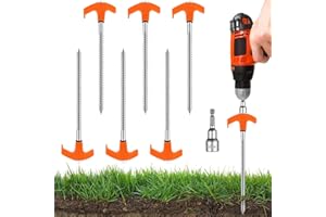 panemy Piquet de Tente a Visser, 6 PCS Piquets de Tente Sol Dur, Sardines de Fixation Tente 20CM avec Sac de Rangement, Piquets de Tente pour Le Camping, la Randonnée et Les Activités de Plein Air