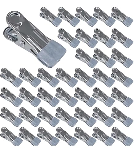 30 Mollette In Acciaio Inox Multiuso | Antiscivolo Con Gomma | Per Calze, Asciugamani, Cibo E Foto
