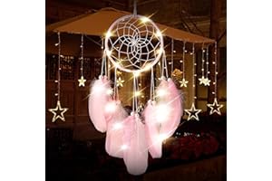 CBEI Dream Catcher,Handmade LED Dream Catchers for Bedroom Hanging Decorations Ornaments Craft for Girl Bedroom Accessories Blessing Gift(White)