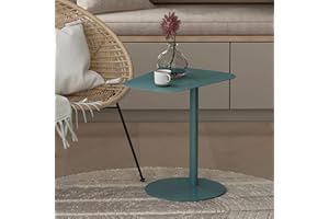 [en.casa] Tavolino Laterale da Divano Tavolino in Metallo uso Esterno e Interno Tavolo Consolle con Piano di Appoggio Trapezoidale - Blu Opaco