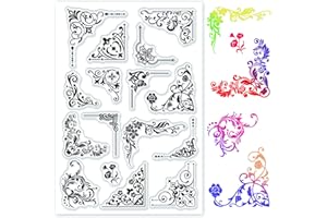 GLOBLELAND Corner Silicone Stamps Seal Cards for Scrapbooking Holiday Card Making DIY Journaling Photo Album Decoration