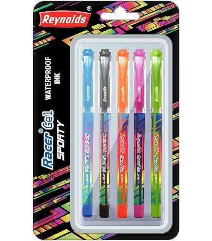 Reynolds Racer Gel Stift 0,5 Mm – Blau, Wasserfeste Tinte, Komfortabler Griff Für Langes Schreiben In Schule & Büro