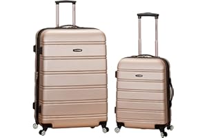 Rockland Melbourne Hardside Erweiterbares Spinner-Rad Gepäck, champagnerfarben, 2-Piece Set (20/28), Melbourne Hartschalen-Koffer, erweiterbar